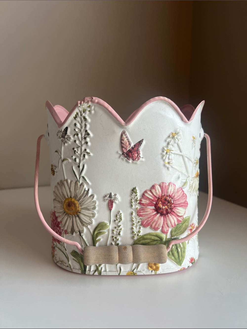 Pink Floral Kids Bucket with Handle